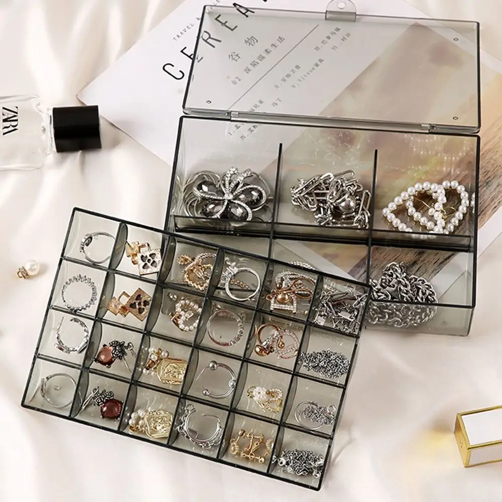 Plastic Double Layered Jewelry Box Dustproof Transparent Detachable Jewelry Display Box Multifunction Anti-oxidation