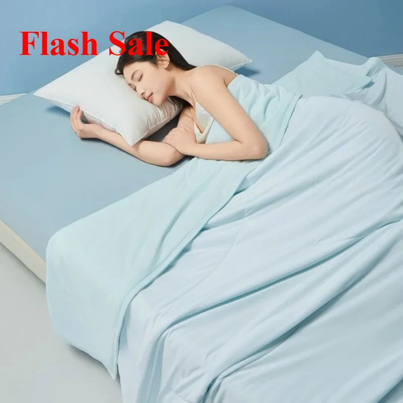 لحاف مكيف الهواء من الحرير الجليدي لعام 2025، لحاف شيا ليانغ قابل للغسل في الغسالة، قطن محبوك من جانب AB