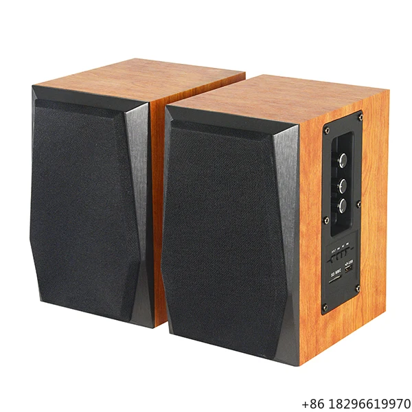 

4 Inch Woofer 50W RMS Wooden Enclosure 2.0CH Stereo Active Bookshelf Speaker USB SD BT Home Theater Powered Audio