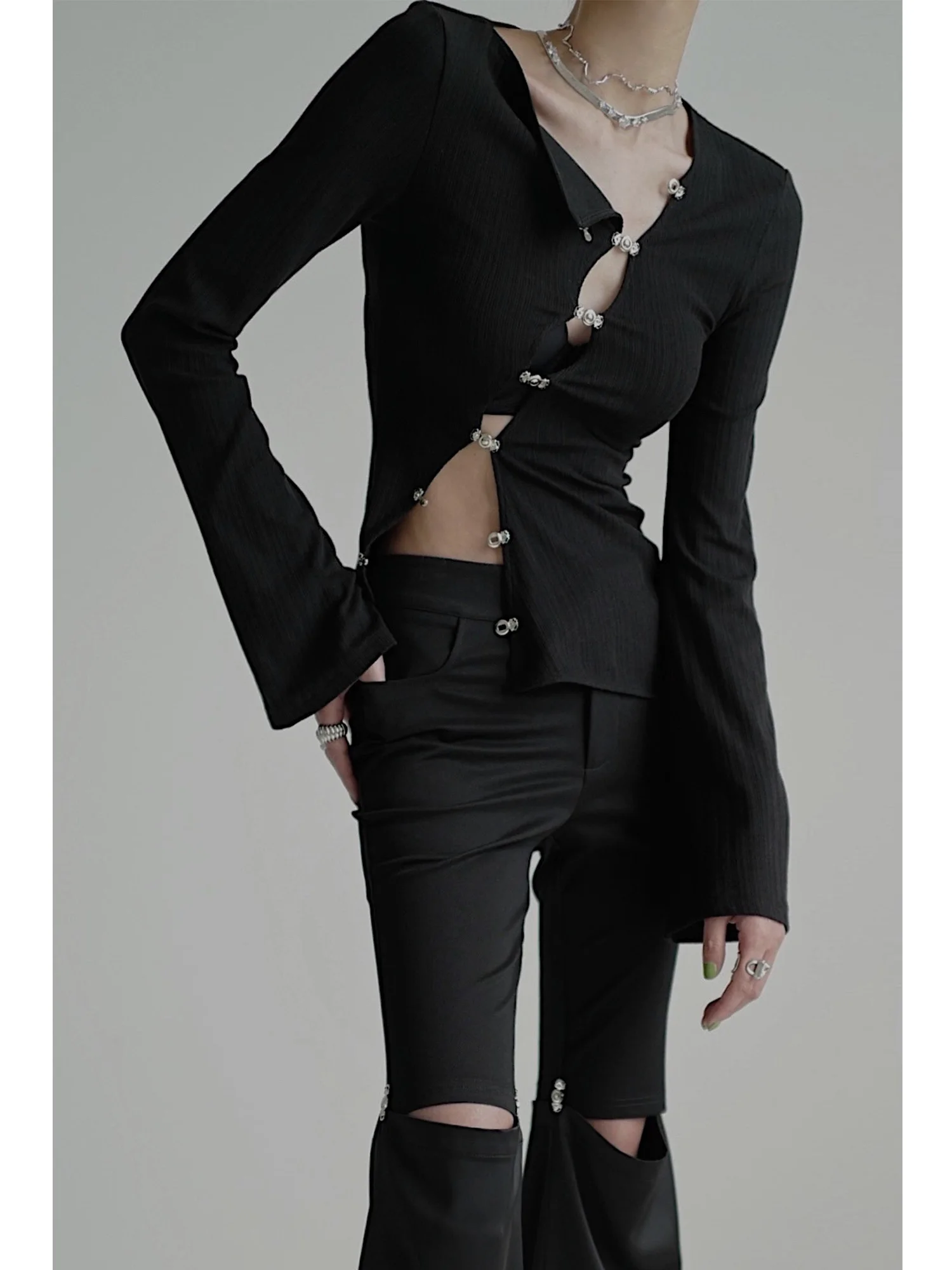 

Длинный вязаный кардиган на пуговицах спереди с асимметричным разрезом Mme Chen CHENTAITAI, женский модный летний облегающий однотонный кардиган