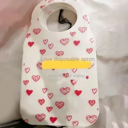10Pcs/Bag Portable Heart Printed Disposable Aprons Non Woven Anti-fouling Cooking Apron Oil-proof Bib Restaurant Home Supplies