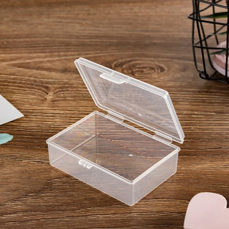 1pc Plastic Storage Box Makeup Organizer Clear Square Diamond Painting Plastic Box Cosmetics Storage Box Desktop Organizer