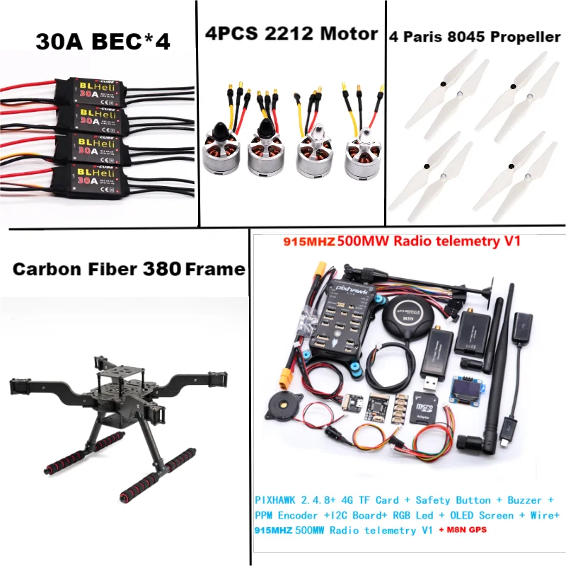 RctoSky PIXHAWK 2.4.8 M8N Nuovo drone intelligente open source FLY 380 MMpix quadrotor rack rovesciato