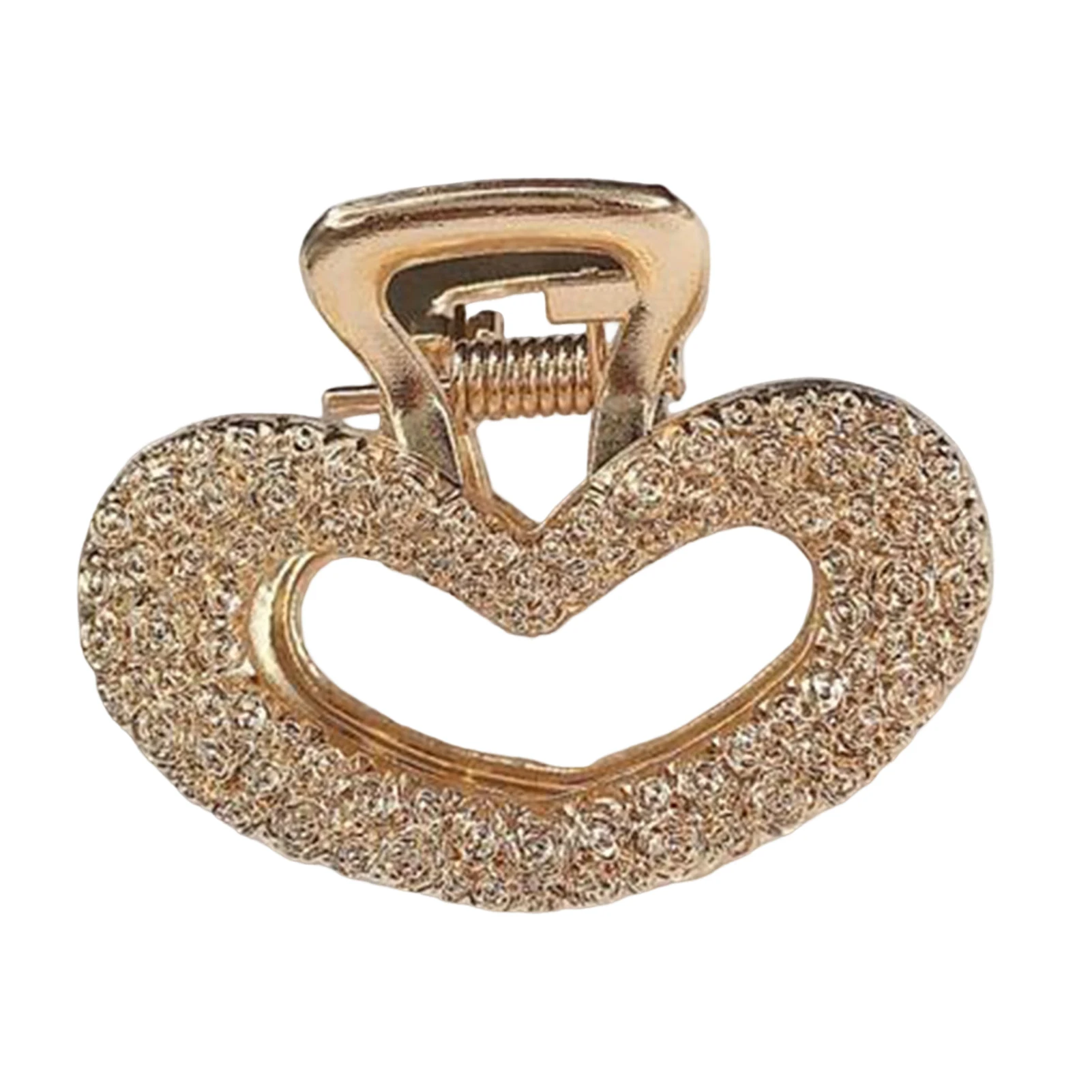 Sparkling Rhinestone Inlaid Grip Clip Golden Square Curved Painless Grip Clip Gifts for Family and Friends