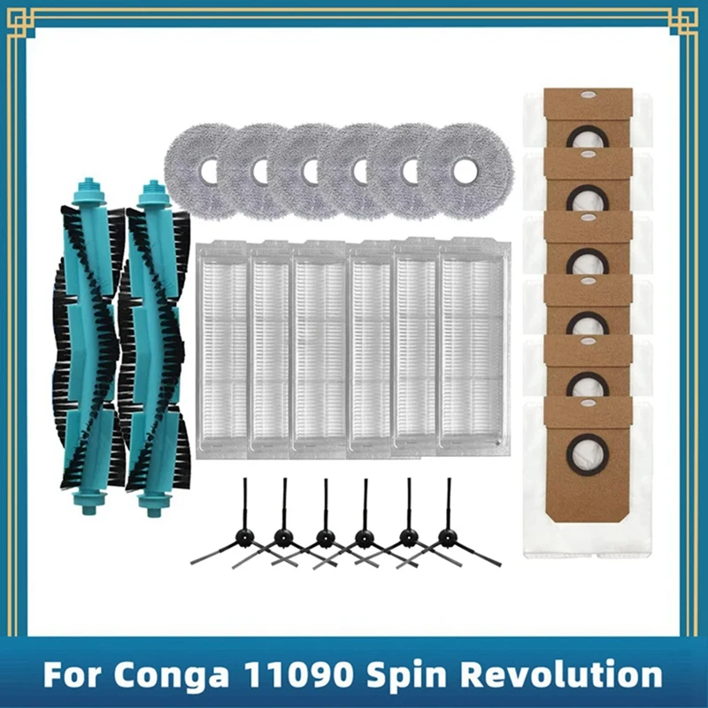 

Сменный комплект для Cecotec Conga 11090 Spin Revolution, запасные части для вакуума, основной боковой щетки, фильтра, швабры, пылесборника