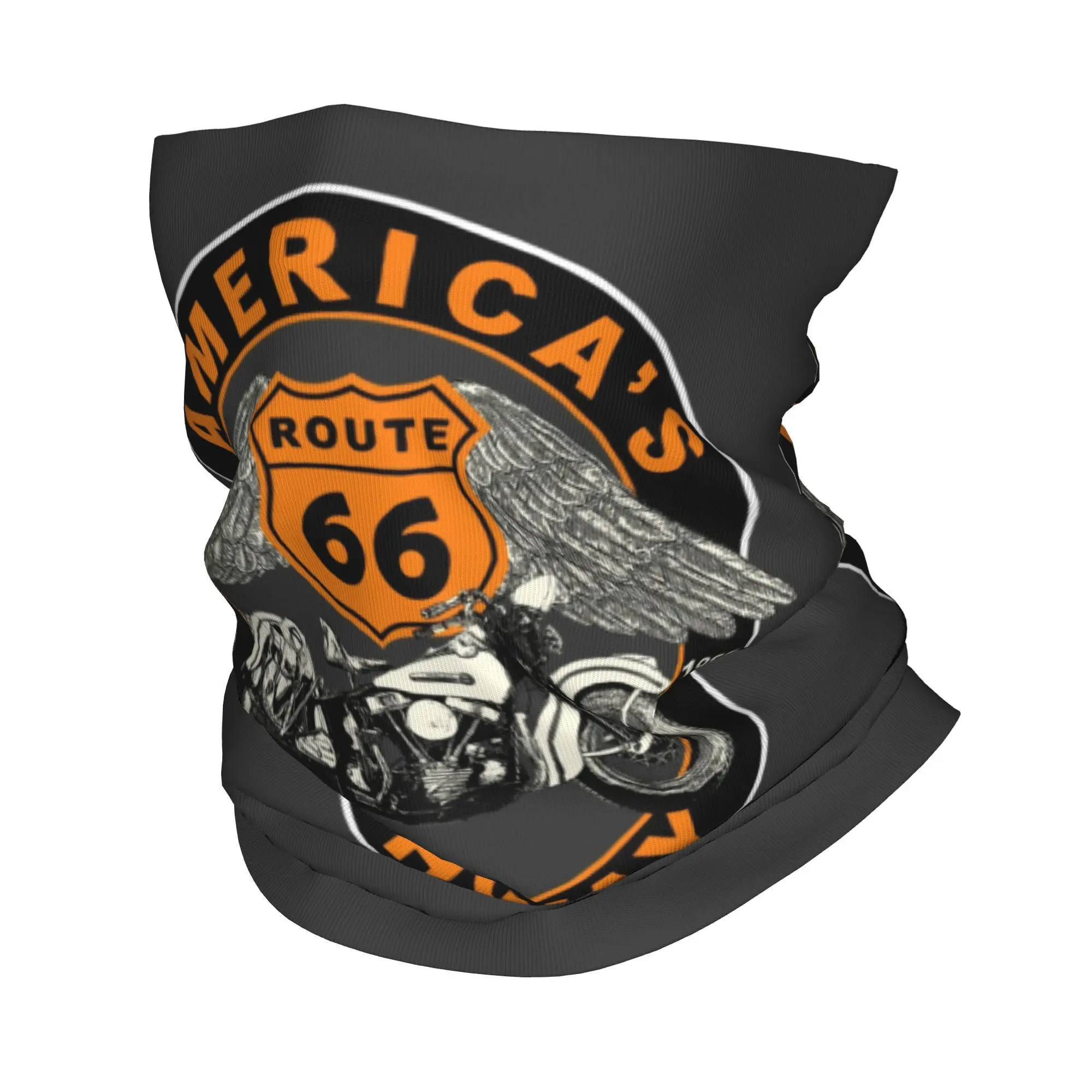 Custom Route 66 Americas Highway Winter Headband Neck Warmer Men Women Cycling Tube Scarf US 66 Motorbike Face Bandana Gaiter