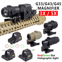 Tactical 551 552 553 558 Red Green Dot Holographic Sight Scope Hunting UNITY G43 G45 Magnifier 3X 5X Riflescope 20mm Rail Mount