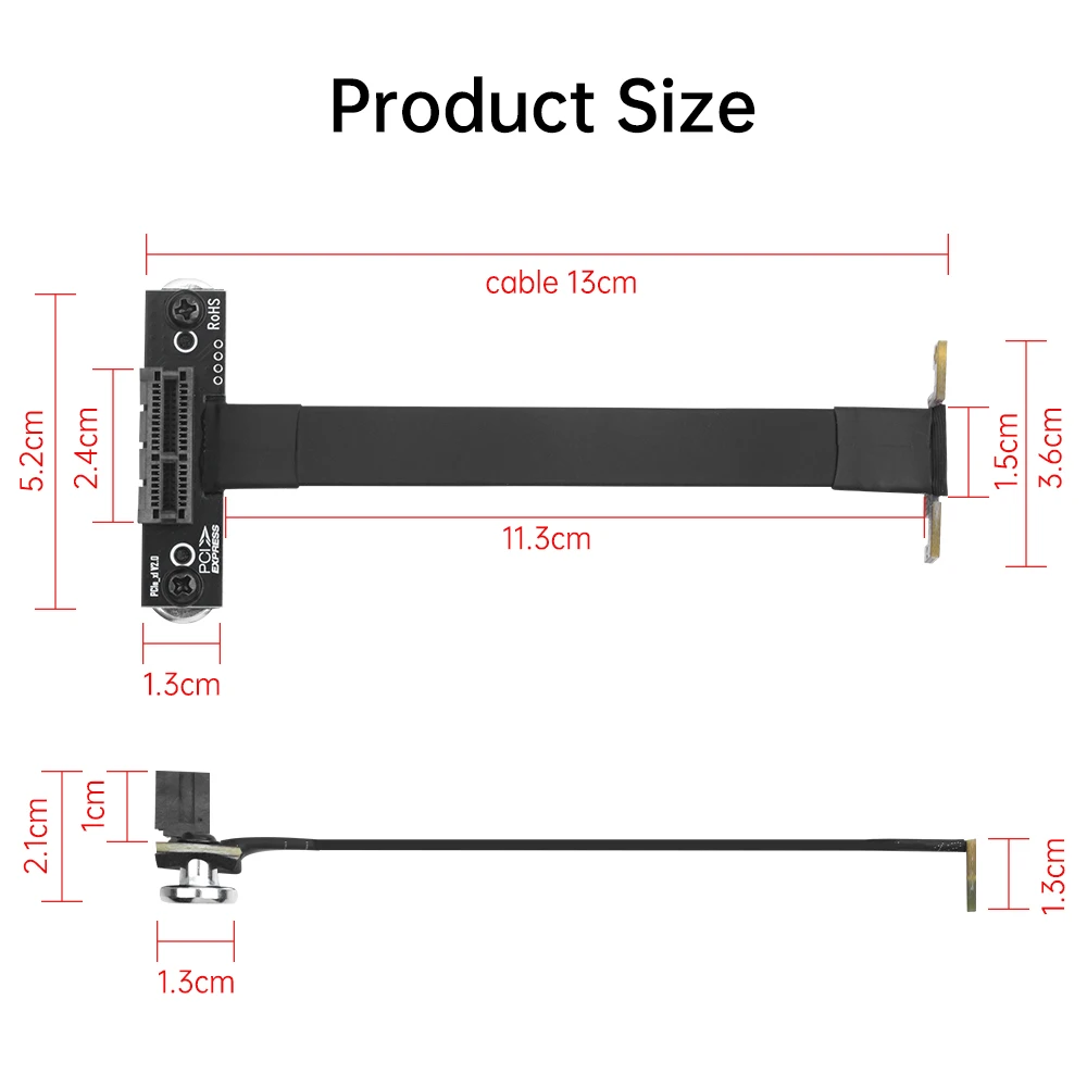 PCIE 3.0 X 1 Extension Cable 90 Degree Right Angle Extension Cable for PCI Express Riser Card Ribbon Extender