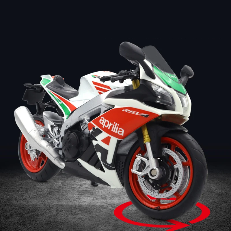 Modelo de motocicleta Aprilia RSV4 RR1000, aleación fundida a presión, colección de coches de juguete, Autobike, amortiguador corto, todoterreno,