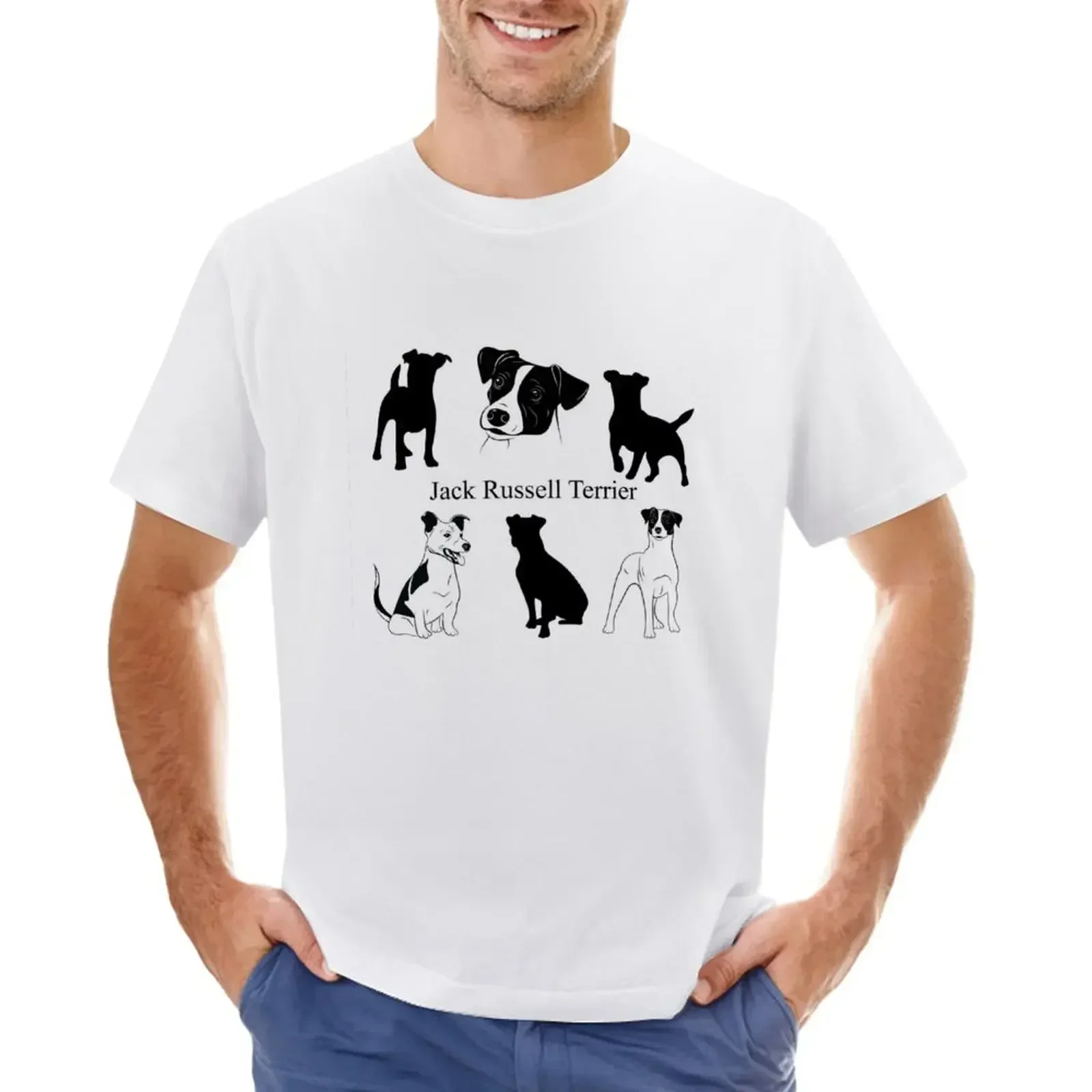 Jack Russell Terrier Dog Art T-Shirt anime for a boy sweat Men's cotton t-shirt 2024 heavyweight new arrival round neck cotton