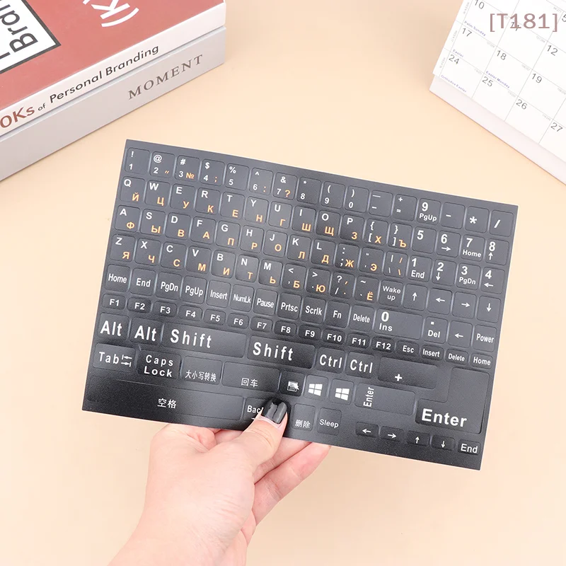 

[E] 1Pc Full Size Russian Keyboard Stickers Alphabet Layout Sticker Key Stickers For Laptop Desktop PC Keyboard Cover