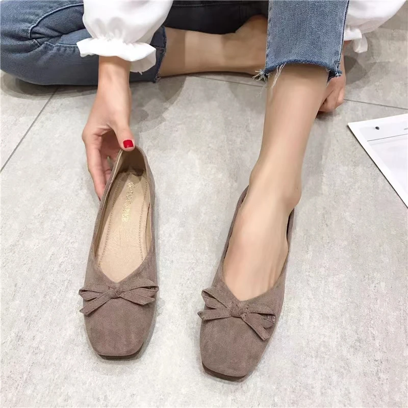 Women Flats Black Flat Shoes Dressy Comfort Summer Spring Casual Shoe Female Walking Shoes Square Toe Size 31-46 Bowknot Loafers