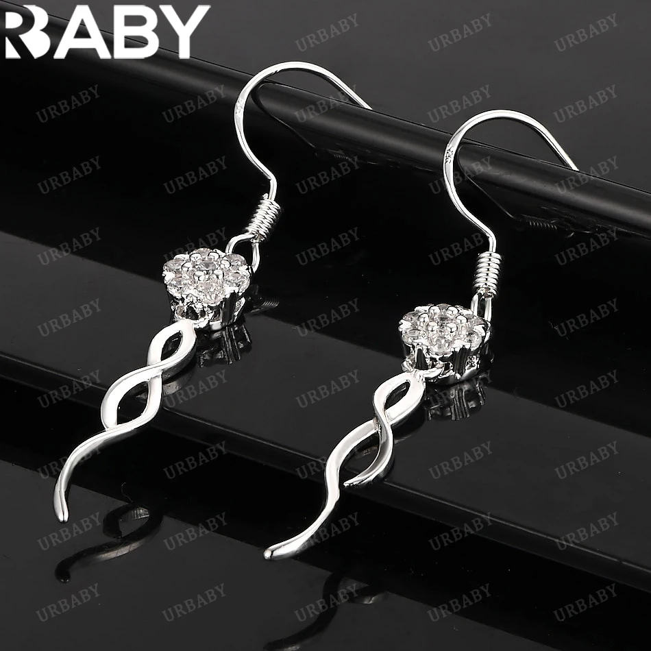 

URBABY 925 Sterling Silver Earrings Flower Ribbont Drop Earrings For Women Jewelry Fashion Party and Daily Wear