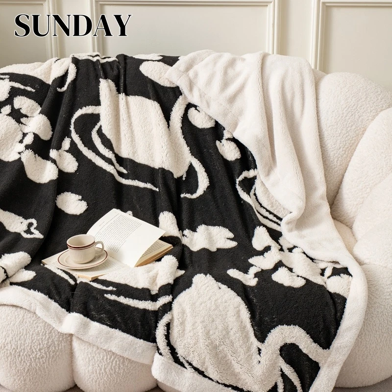 

Modern Style Plush Blanket Single Person Version Winter Fluffy Sofa Cover Throw Blankets Bedroom Soft Jacquard Nap Towel Blanket