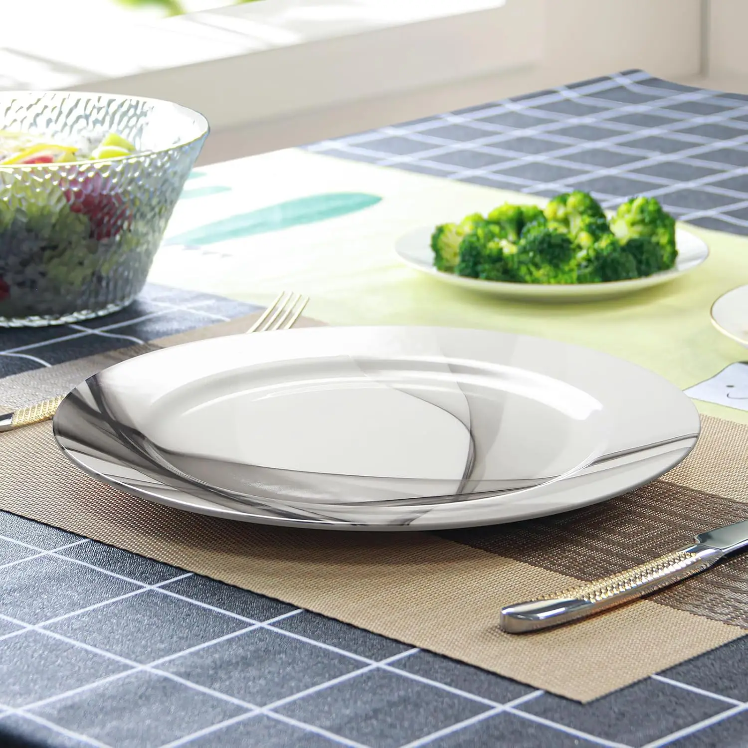 Ceramic Dinner Plates Set of 6, 10.5 inch Dish Set Microwave, Oven and Dishwasher Safe, Scratch Resistant, Kitchen Porcelain Ser