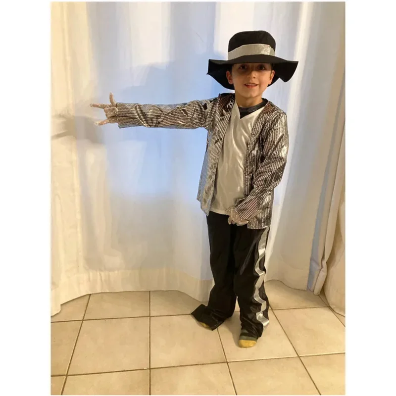 Kids Boys Birthday Carnival Michael Jackson Cosplay Costume Superstar Singer Dance Suits Theme Party Dress E