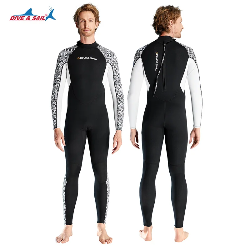 Full Body Mens Women Wetsuit Long Sleeves Wet Suit 3mm Neoprene Jumpsuit for Diving Snorkeling Kayaking Surfing Water Sports