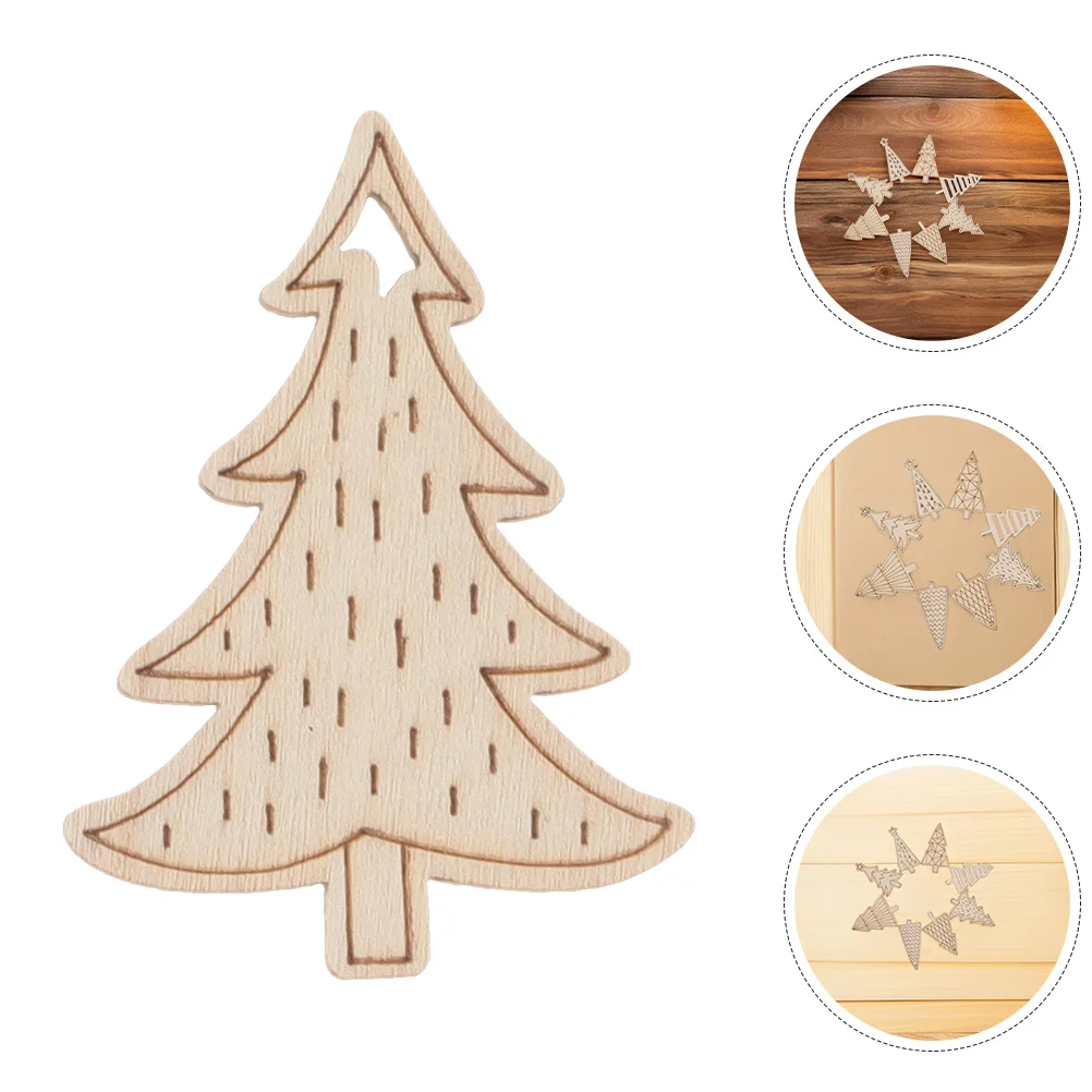 

50 Pcs Christmas Tree Pieces Pendant Ornament Wood Slices Crafts Cutout Blank Decorations Wooden Ornaments Hanging