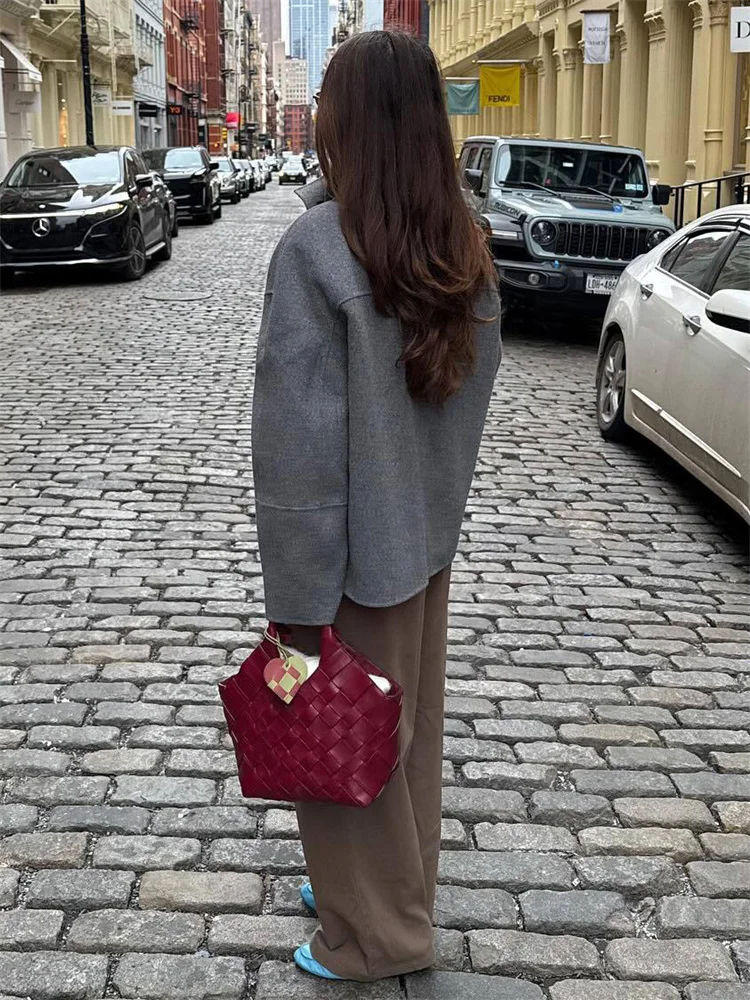 Tossy Winter Casual Pocket Jacket Overcoat Female Turtleneck Loose Patchwork Warm Commute Outwear 2025 New Women's Jackets Coat