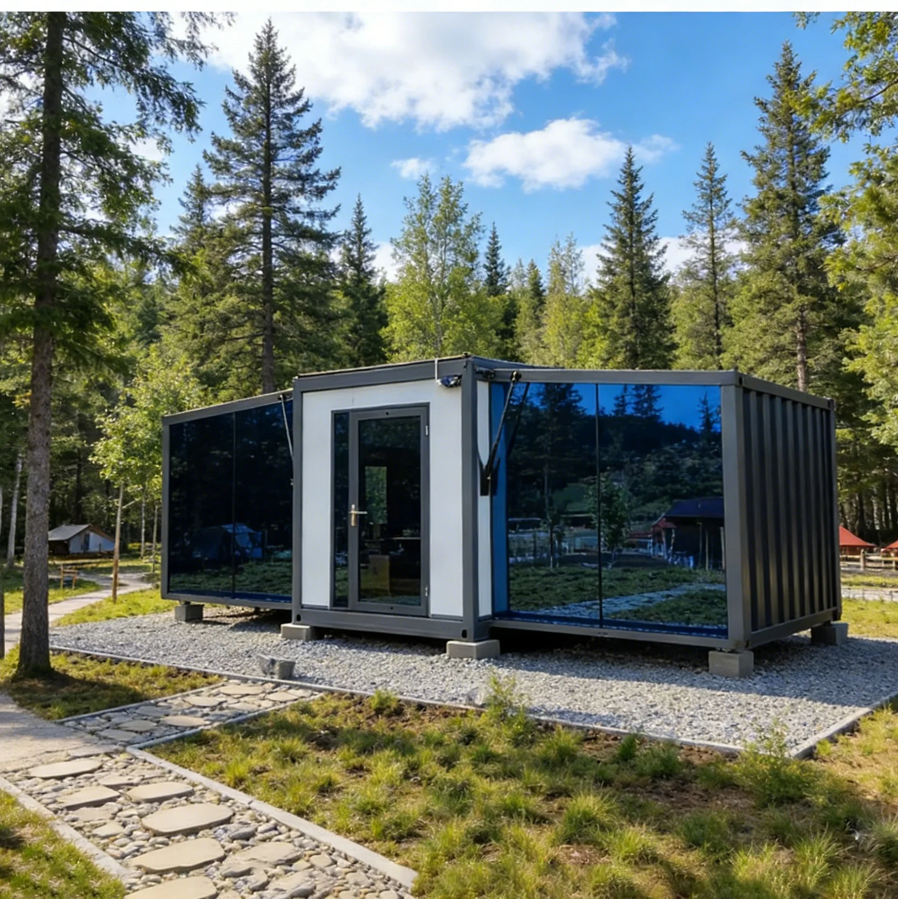 Double Wing Expandable  Container House Prefab Expandable 40FT Foldable Design Portable Tiny Home Waterproof Sturdy Mobile Hotel