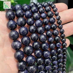 Dark Blue SandStone Round Loose Beads Diy Bracelet Necklace Accessories for Jewelry Making 15