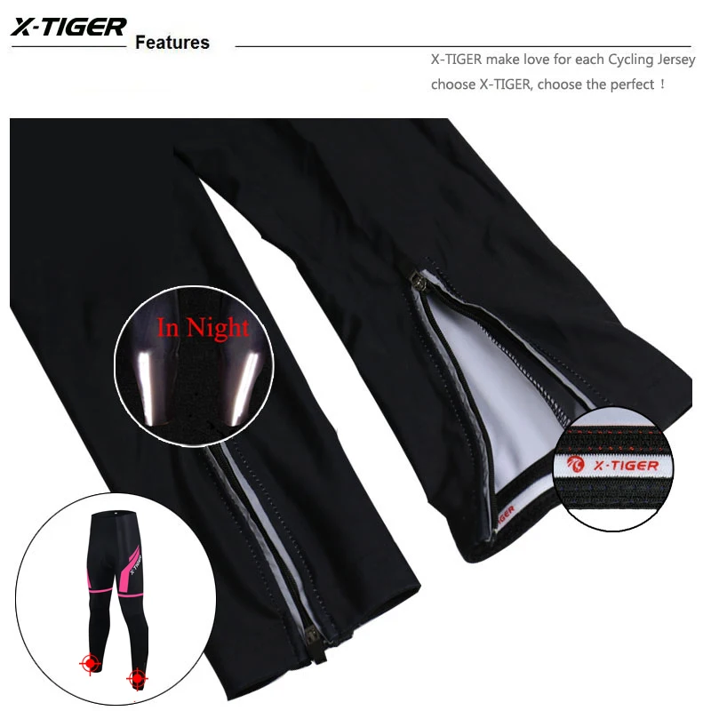 Pantaloni da ciclismo in pile termico invernale X-TIGER 5D Gel Pad Mtb pantaloni da bici da strada collant da bicicletta pantaloni lunghi da bici