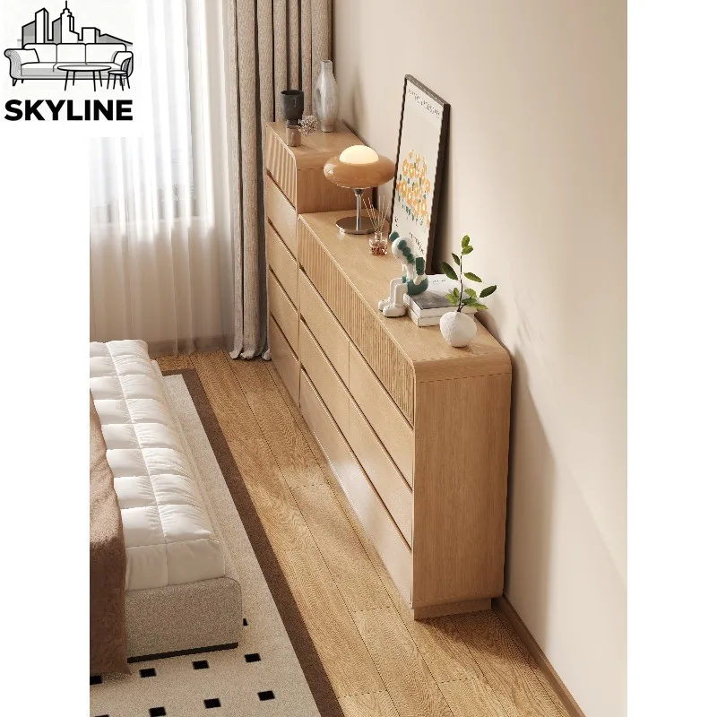 Medieval Solid Wood Floor-to-Ceiling Drawer Storage Cabinet, Wall-Mounted Multi-purpose Locker for Bedroom Bedside Sundries
