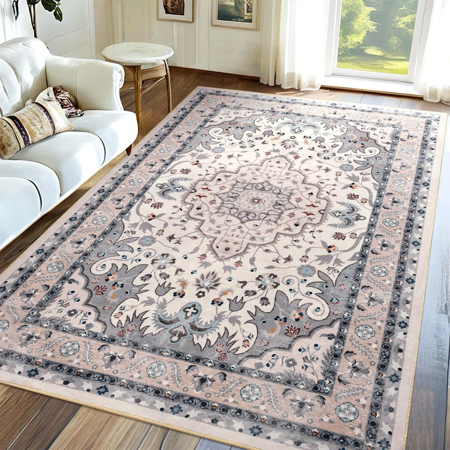 

Area Rugs for Living Room, Washable Non Slip Vintage Rugs, Indoor Print Pattern Carpet for Bedroom, Entryway, Office, Dining Roo