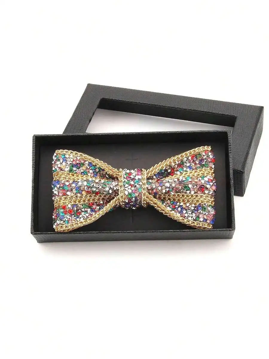 Shiny ABS Reptile Scale Faux Crystal Chain Bow Tie For Men Formal Party Wedding Accessory view 4