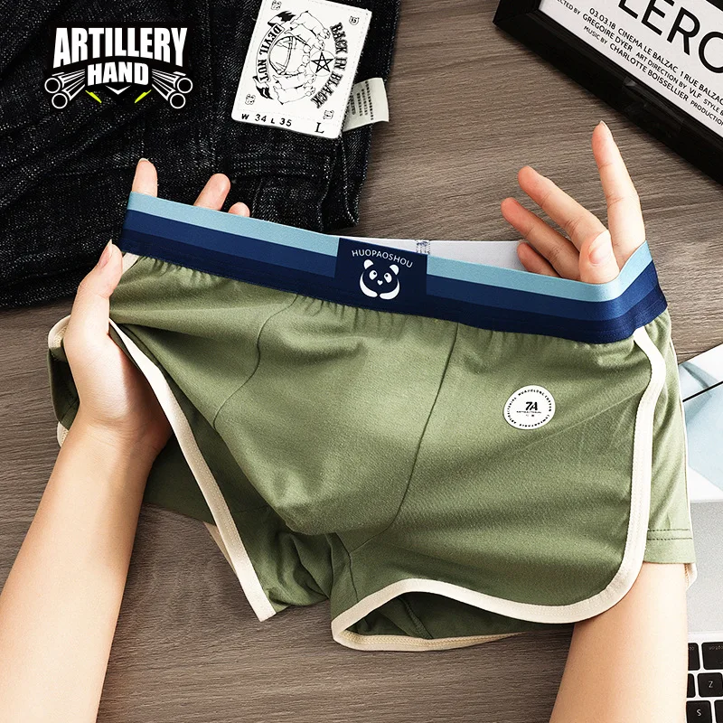 Solid-Coloured Cotton New Men's Underwear Boxershorts Breathable Youth Boxers Teenager Trend Shorts