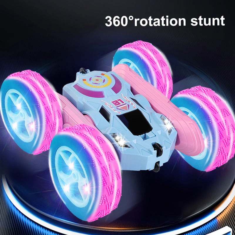 Lighting double-sided stunt car remote control car 360 degree high-speed rolling car 2.4G children's toy car RC car