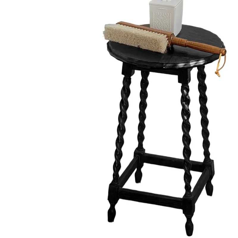 

**French solid wood removable small side cabinet medieval living room sofa balcony tea table household corner cabinet