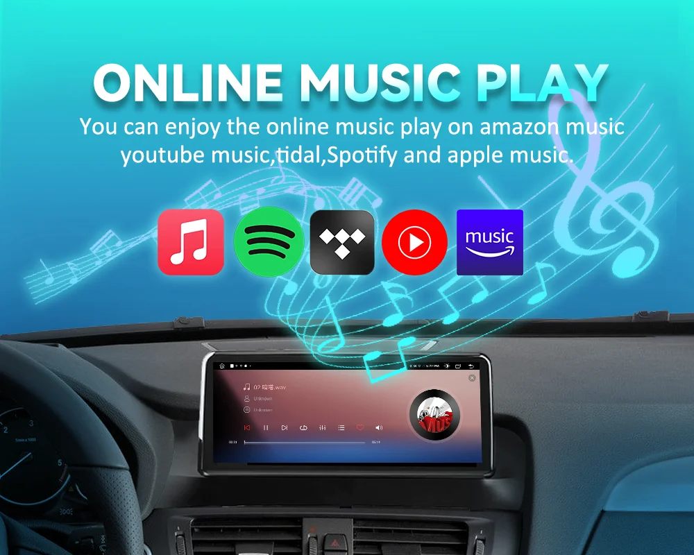 BONROAD 10,25 Zoll Kabelloses Carplay Android Auto Audio-Stereo Autoradio mit YouTube für BMW X3 X4 F25 F26 GPS-Navigation Multimedia-Touchscreen Stereo-Display Mirrorlink Airplay Autolink – Detail 4