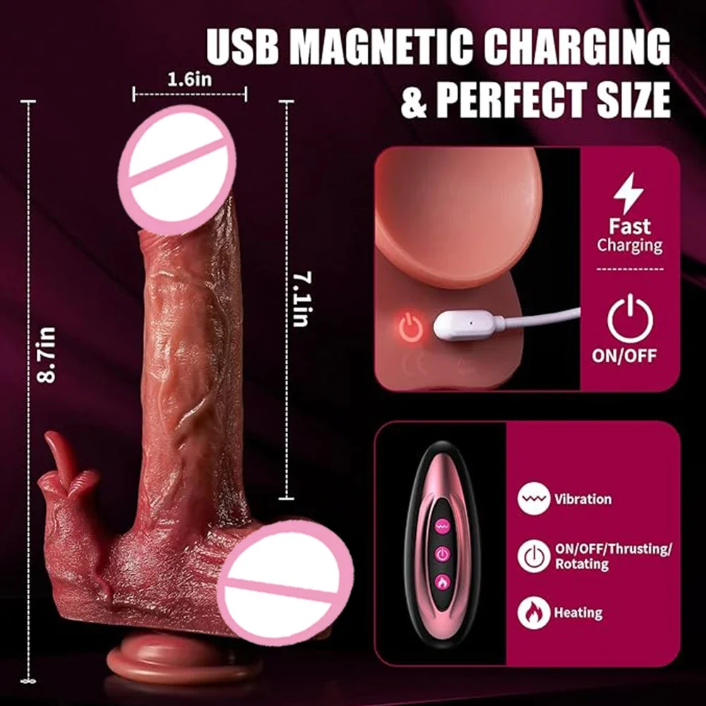 Big Dildo Vibrator Tongue Licking Penis Telescopic Swing Heating Remote Control Vibrators For Women Silicone Dildos Sex Toys