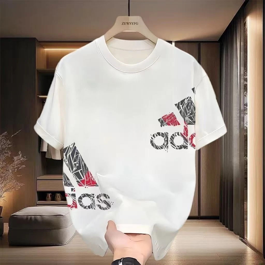 The 2026 new trend printed short-sleeved casual fashionable loose and multi-functional cotton T-shirt features a round neckline