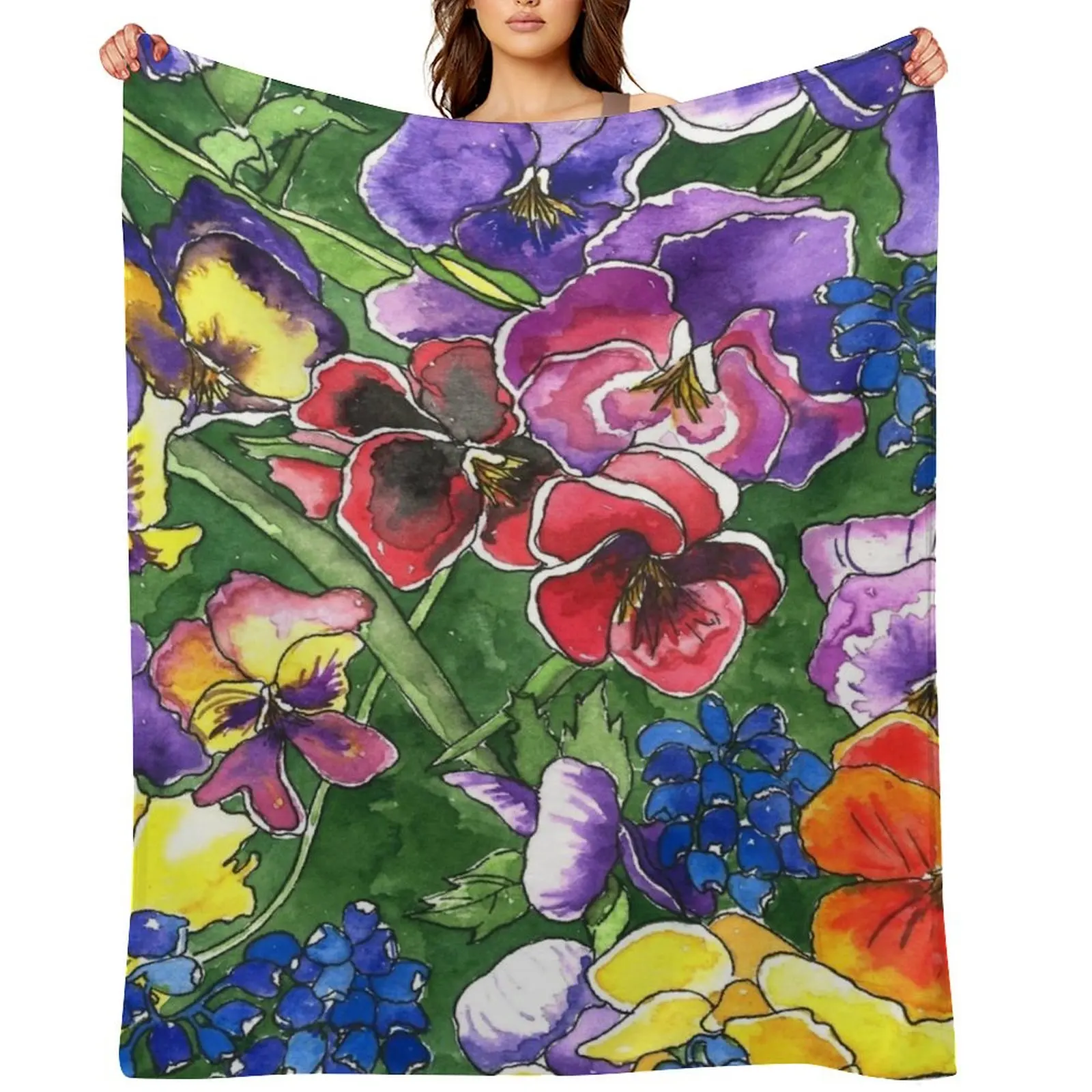 

Pansies Throw Blanket warm winter Cute Plaid Weighted Stuffeds Blankets