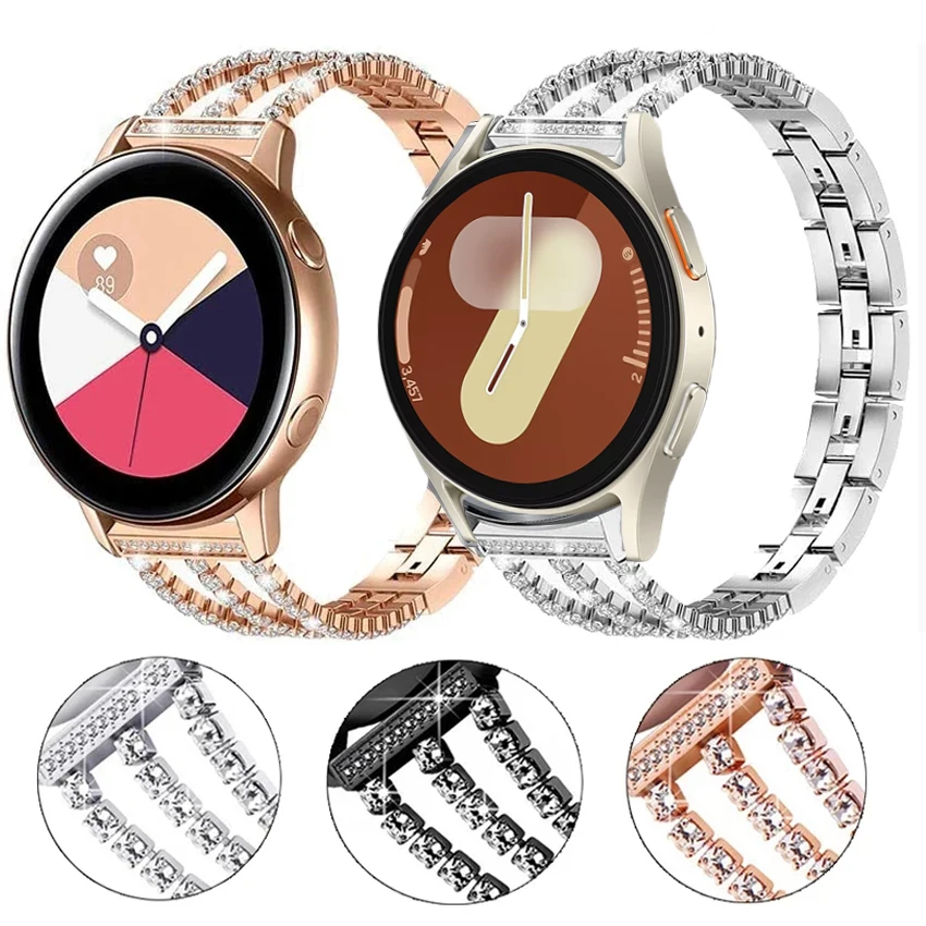 22mm 20mm Diamond Strap for Samsung Galaxy Watch 7 6 5 4 Classic Active 2 44mm 40mm Women Bracelet for Huawei GT5 Pro GT4 3 2 2e