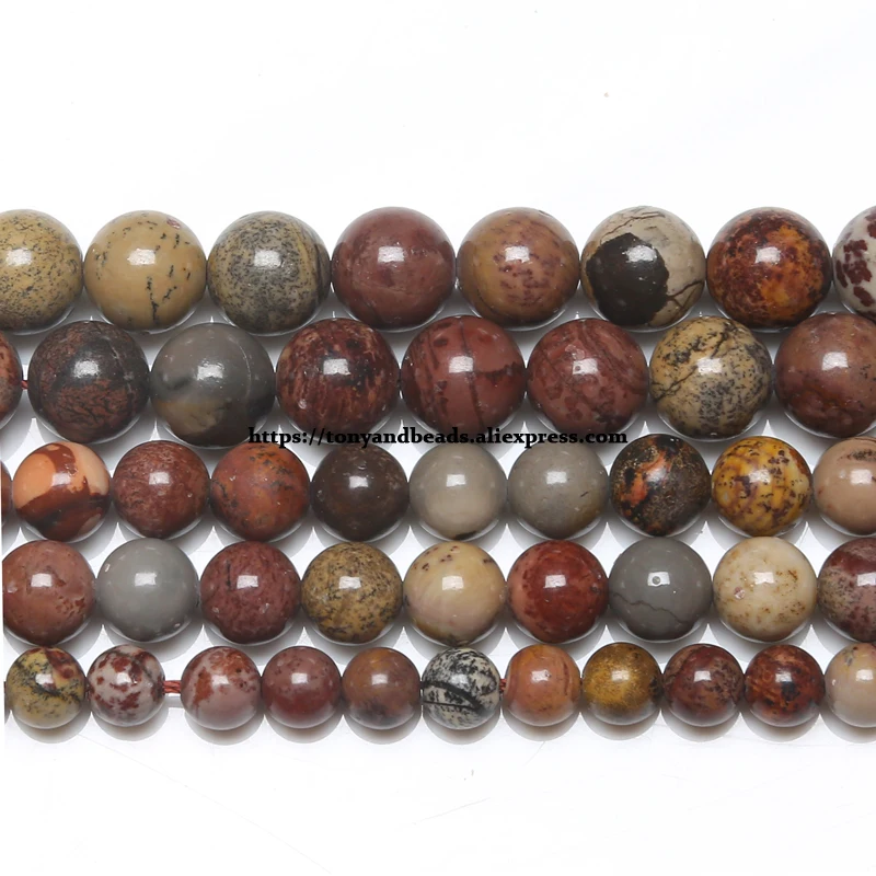 Natural Stone Red Flower Jasper Round Loose Beads 15\