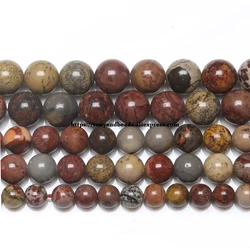 Natural Stone Red Flower Jasper Round Loose Beads 15