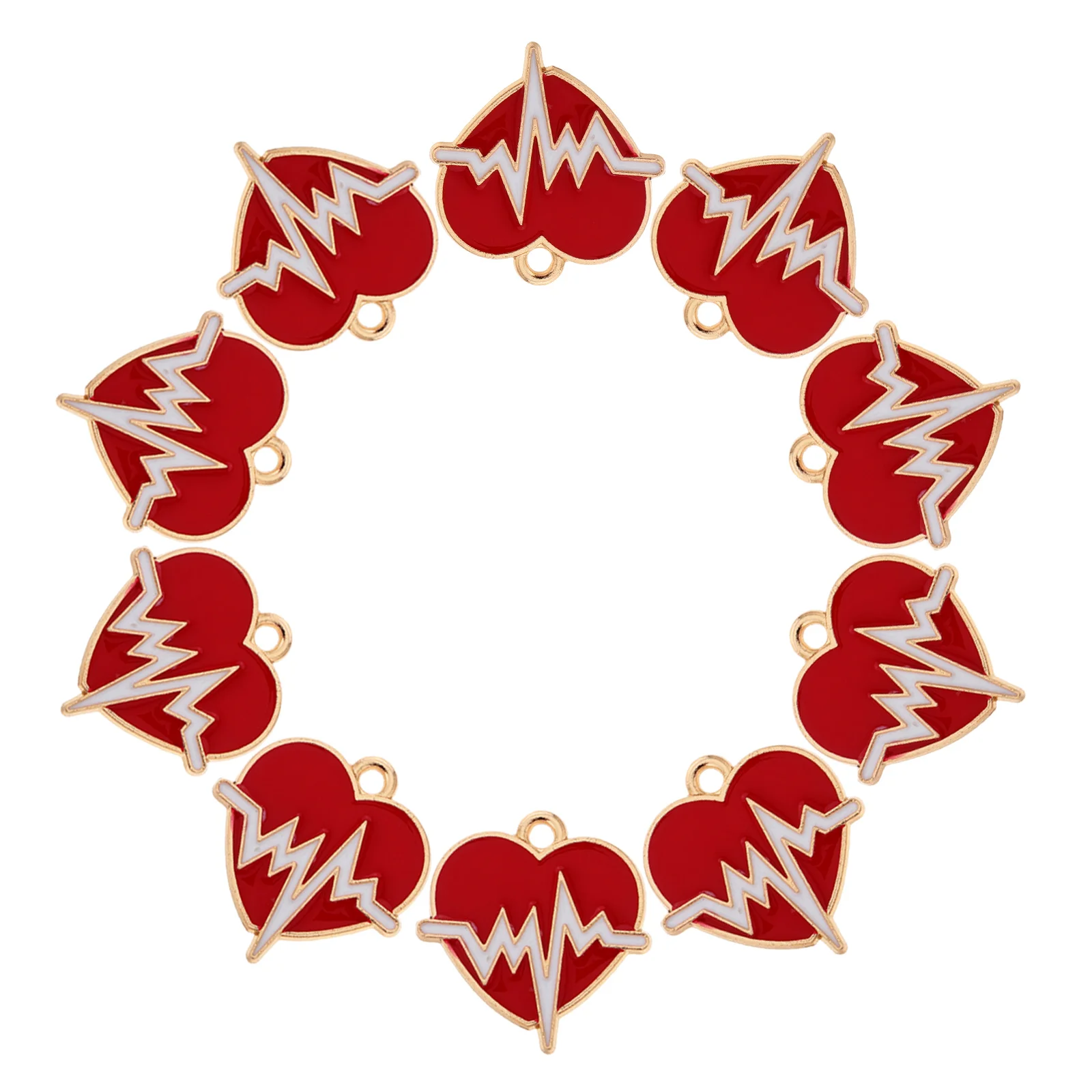

10 Pcs Pendant Bracelet Charm Heart Beads Crafting Charms Red Diy Jewelry Connector Nurse