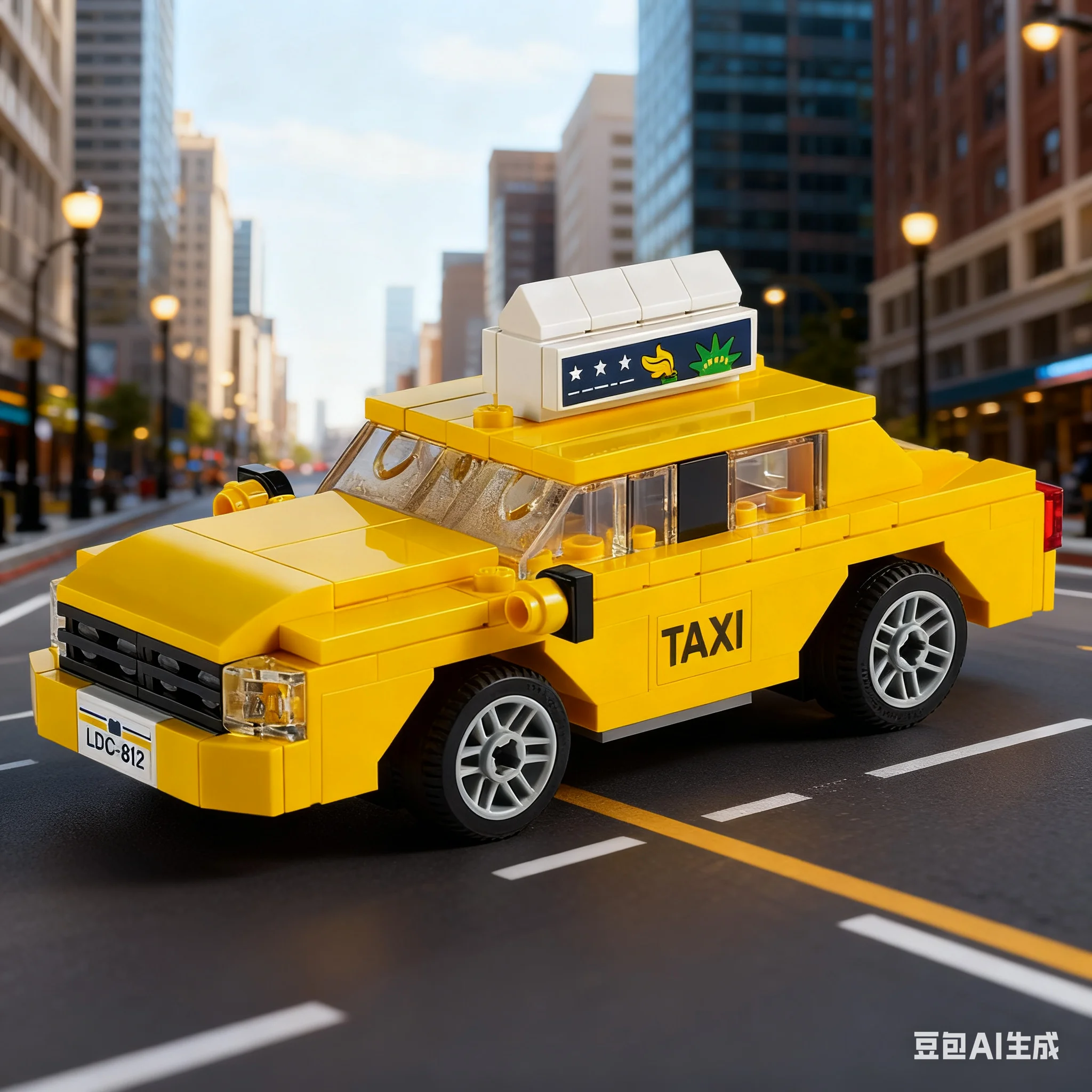 LEGO Bausteine 40468 Gelbes Taxi-Puzzle-Spielzeug, handgefertigte DIY-Bausteine, Geschenk für Jungen und Mädchen, Desktop-Dekoration