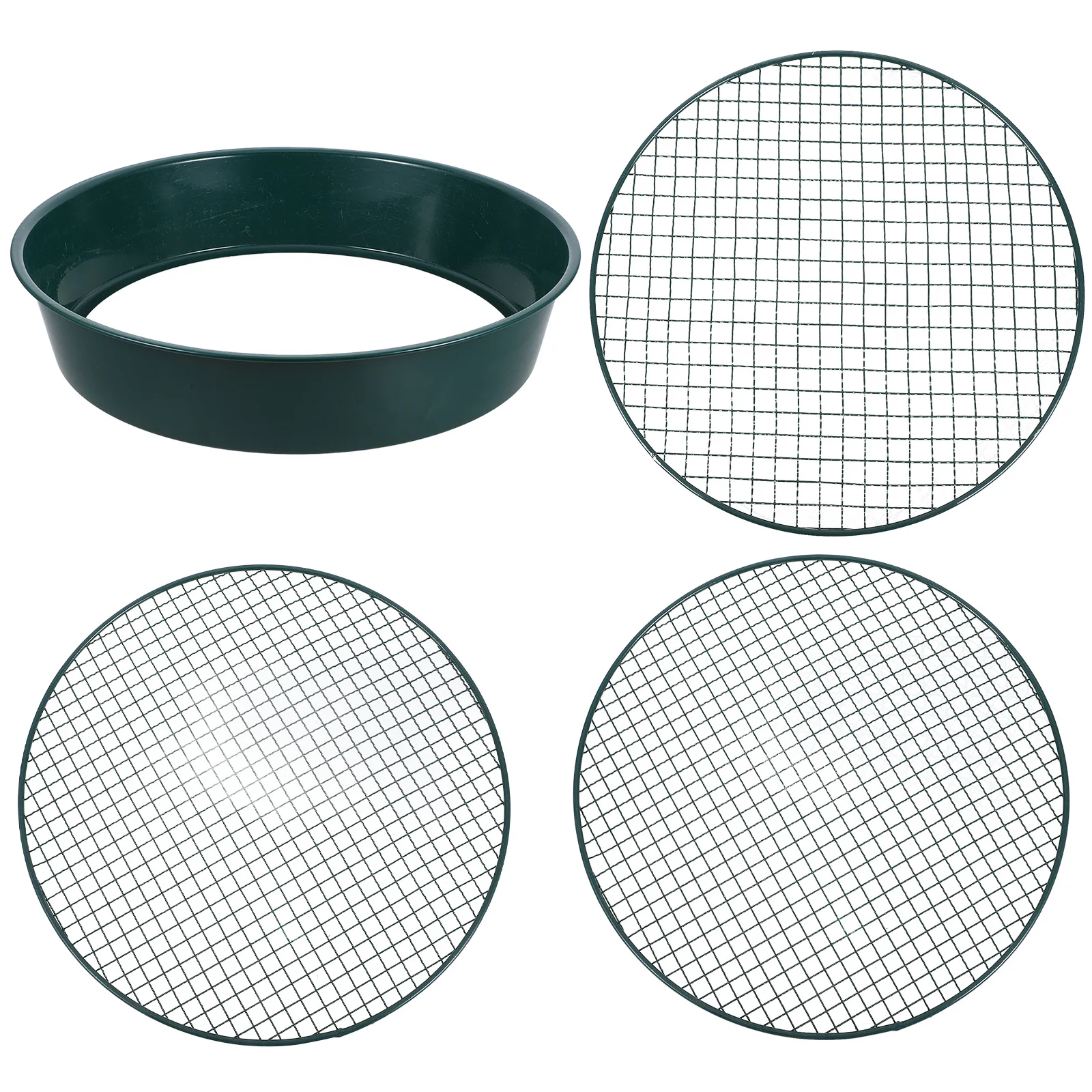

1 Set Of 3-Aperture Metal Soil Sifter Iron Mesh Sieve For Garden Sand Compost Rock Screening Gardening Tool Sifting Pan Soil