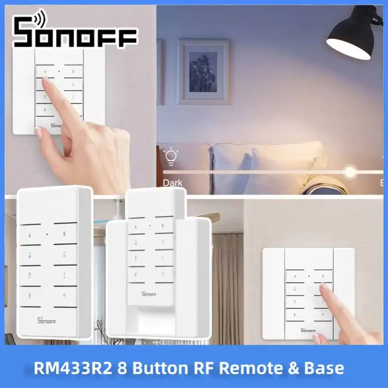 

SONOFF RM433 R2 Радиочастотный пульт дистанционного управления 433 МГц, 8-кнопочный пульт дистанционного управления в сочетании с настенным переключателем SONOFF TX, радиочастотные устройства IFan04 D1 RFR2