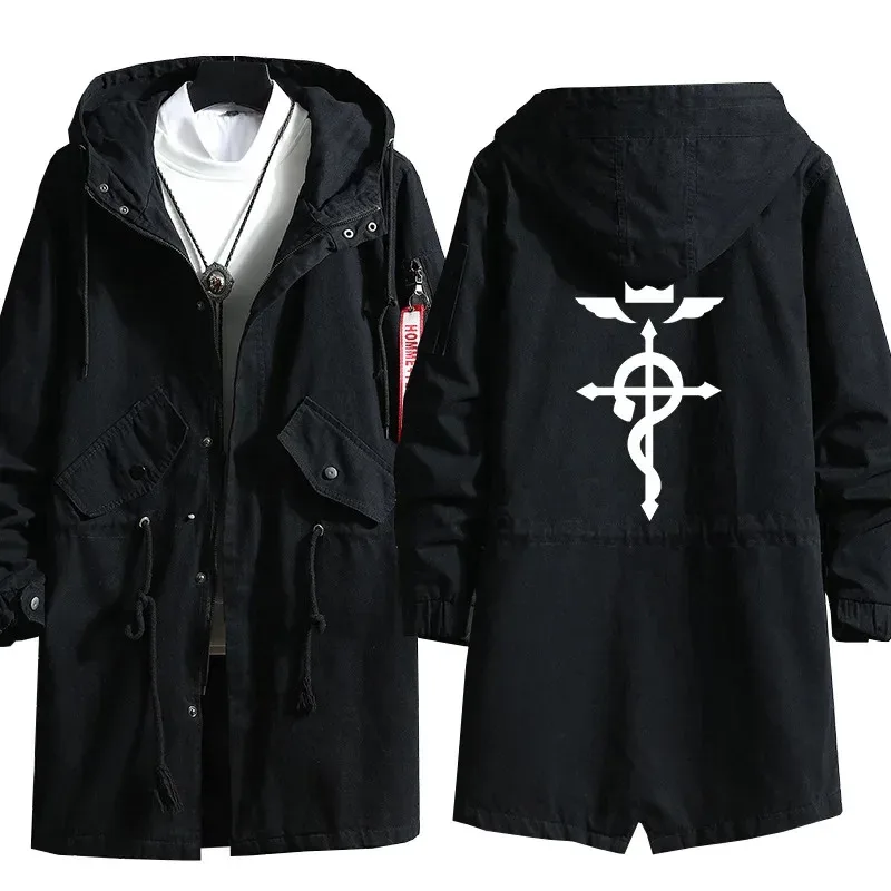 

NewAnime Fullmetal Alchemist Cosplay Long Hoodie Edward Elric Costume Men Coat Trench Jacket Overcoat for Spring Autumn FK914220