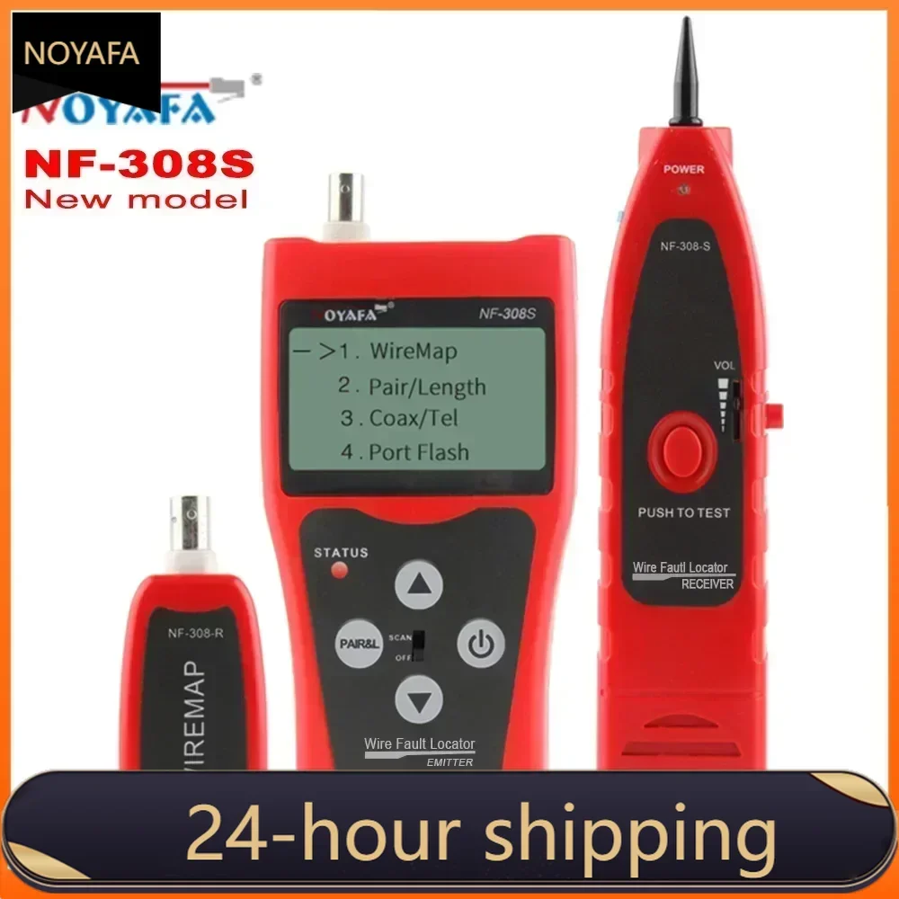 Noyafa NF-308 Tester kabli sieciowych LCD Lokalizator uszkodzeń przewodów LAN Pomiar koncentryczny BNC USB RJ45 RJ11 Kolor czerwony do monitorowania sieci