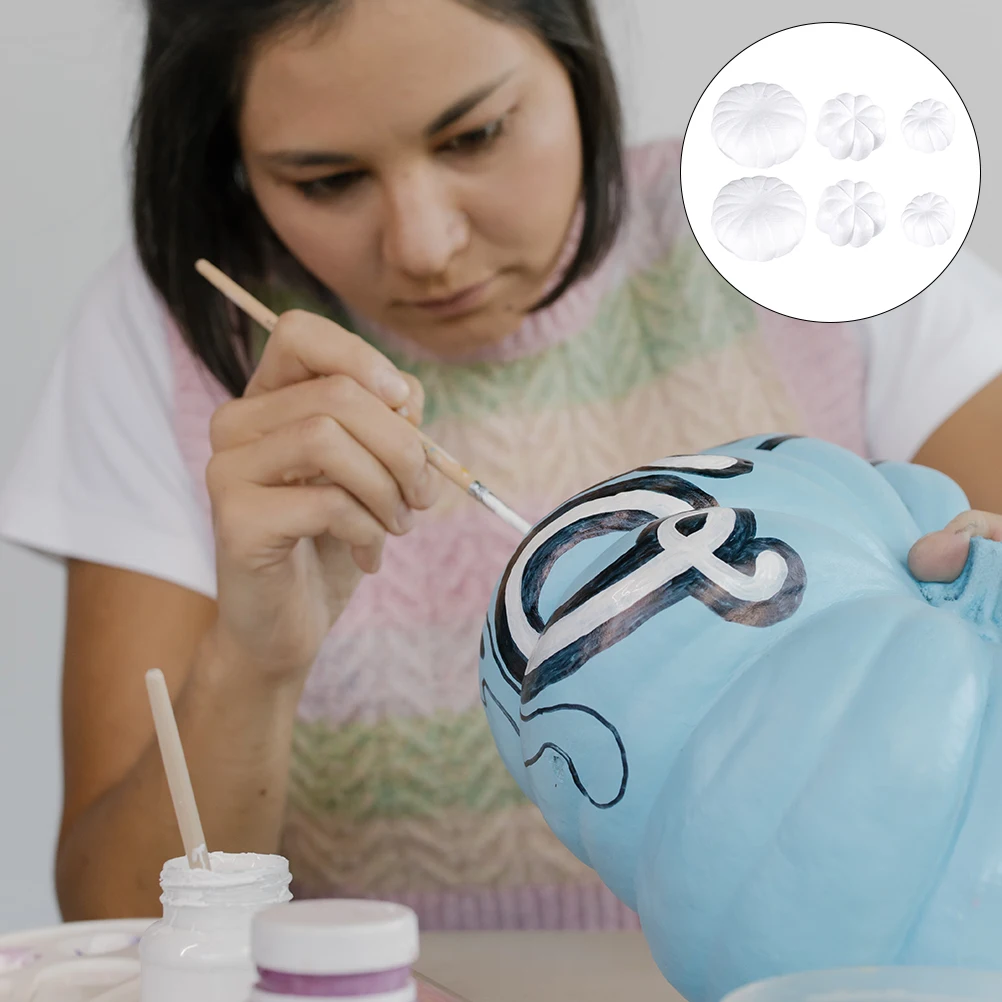 6 قطع من أدوات يقطين قابلة للطلاء بنفسك لمستلزمات إسفنجية لتزيين المهرجانات للأطفال، مشروع فني تعليمي، مجموعة زينة للحفلات