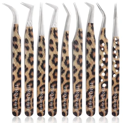 1Pcs Leopard Lash Tweezers Stainless Steel Superhard Tweezer 3D Volume Accurate Anti-Static Eyelash Extension Clip