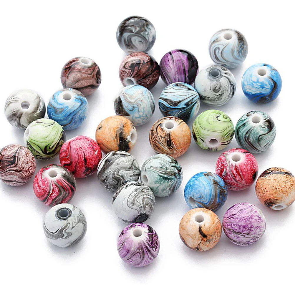 

100 Pcs Resin Beaded Jewelry Colorful Beads Acrylic for Making Pendant Charms Scattered Necklace Aesthetic