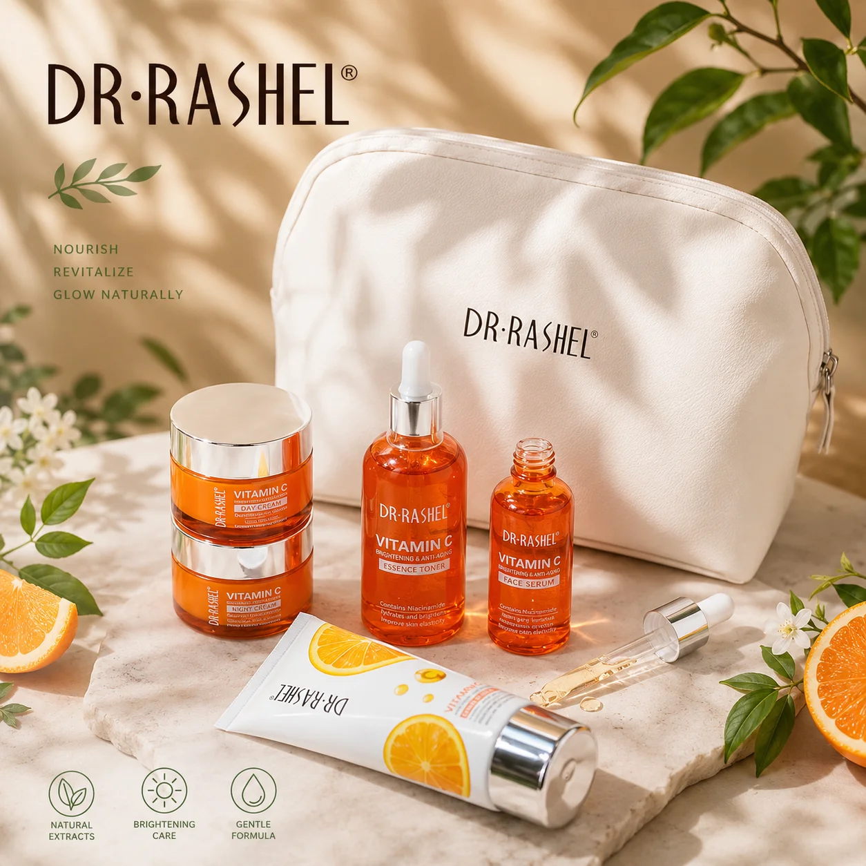 DRRASHEL Vitamin C 5-teiliges Make-up-Taschen-Set Erfrischend Leicht Einziehbar Praktisch Zum Mitnehmen – Detail 2