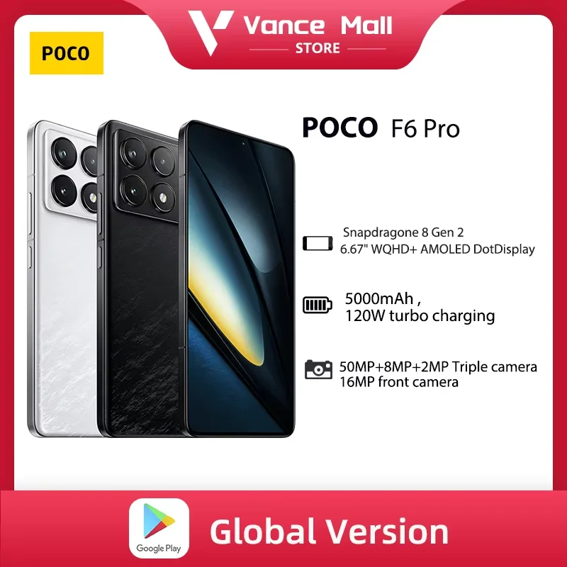 Version mondiale POCO F6 Pro 5G Snapdragon® 8 Gen 2 6.67" AMOLED DotDisplay 120W Charging 50MP